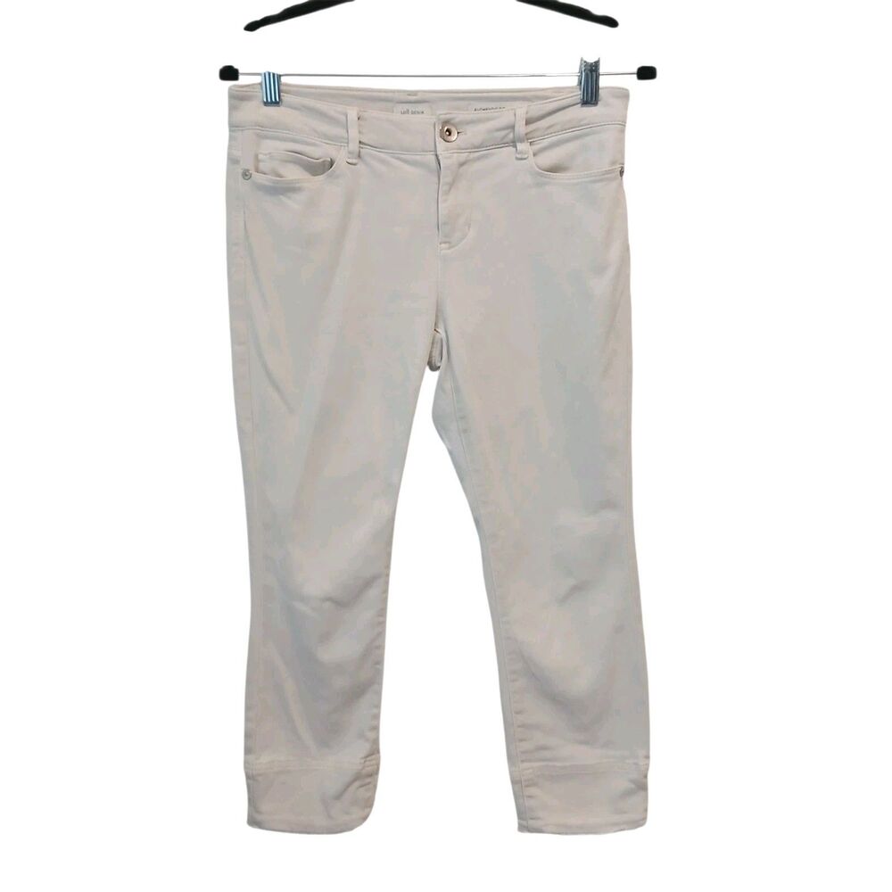 J. Jill Womens White‎ Authentic Fit Cropped Denim Jeans Size 4P Frayed Raw Hem